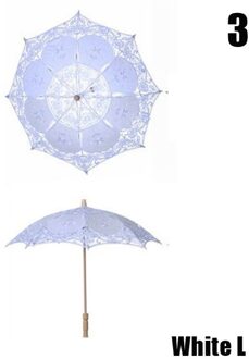 Wit Beige Kanten Parasol Paraplu Bruiloft Elegante Katoen Borduurwerk Paraplu 3
