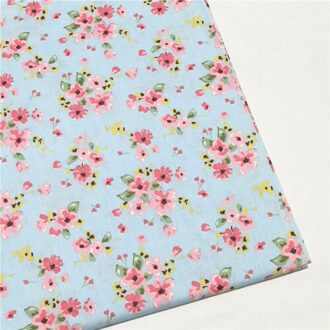 Wit Blauw Roze Bloem Gedrukt Twill 100% Katoen Stof, Patchwork Doek, naaien Quilten Fat Quarters Materiaal Voor Baby & Kind katoen kleding stof -1