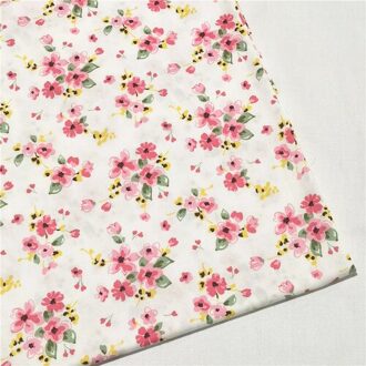 Wit Blauw Roze Bloem Gedrukt Twill 100% Katoen Stof, Patchwork Doek, naaien Quilten Fat Quarters Materiaal Voor Baby & Kind katoen kleding stof -4