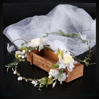 Wit Bridal Veils Wedding Bloemen Kroon Hoofddeksels Sluiers En Haar Accessoires