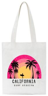 Wit Canvas Tassen Kokospalm Zonsondergang Print Vrouwen Schoudertas Harajuku Grafische 90S Meisje Tote Grote Capaciteit Herbruikbare Handtas fbt556