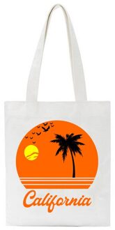 Wit Canvas Tassen Kokospalm Zonsondergang Print Vrouwen Schoudertas Harajuku Grafische 90S Meisje Tote Grote Capaciteit Herbruikbare Handtas fbt557