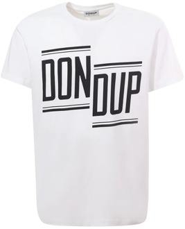 Wit Crew-neck T-shirt met Contrasterend Logo Dondup , White , Heren - 2Xl,Xl,S