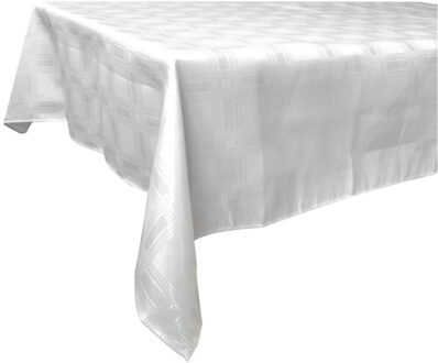 Wit Damast Tafelkleed/tafellaken Van Stof 130 X 180 Cm - Tafellakens