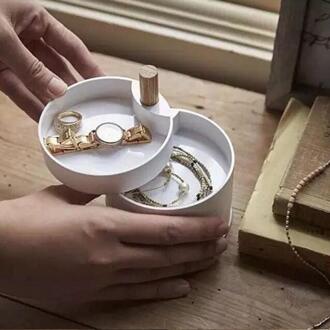 Wit Draaibare Opslag Lade voor Sieraden Trinket Ketting Armband Oorbel Slaapkamer Sleutelhouder Kaptafel Organizer stijl een