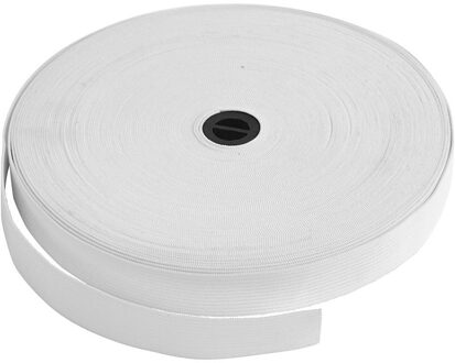 Wit elastiek band 20 mm dik - 25 meter - Cadeaupapier