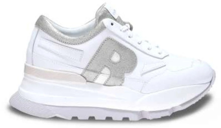 Wit en Zilver Leren Glitter Sneakers Rucoline , White , Dames - 36 EU