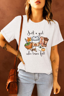 Wit Gewoon Een Meisje Dat Van Herfst Houdt Graphic T-shirt - maat L