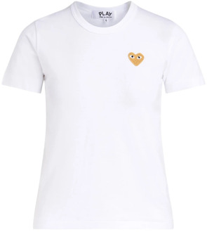 Wit Hart Goud T-shirt Comme des Garçons Play , White , Dames - L,M