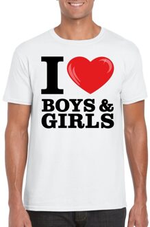 Wit I love boys & girls bi t-shirt heren L - Feestshirts