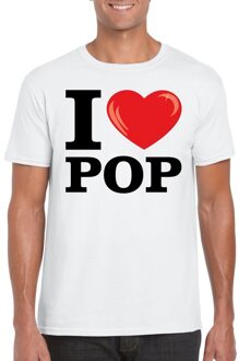 Wit I love pop t-shirt heren 2XL - Feestshirts