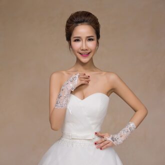 Wit Kant Bruids Vingerloze Handschoenen Vrouw Bruiloft Handschoenen Bruiloft Accessoires Handschoenen Voor Bruiden WAS10001