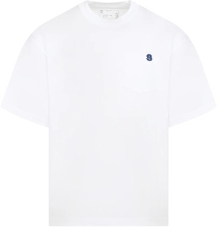 Wit Katoenen T-shirt met Monogram Sacai , White , Heren - L