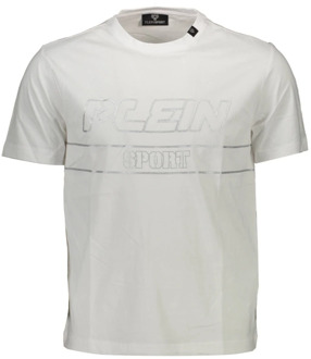 Wit Katoenen T-Shirt met Print Plein Sport , White , Heren - Xl,L,M