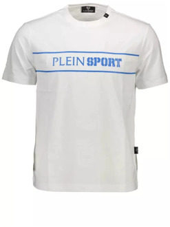 Wit Katoenen T-Shirt met Print Plein Sport , White , Heren - XL