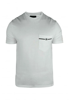Wit Katoenen T-Shirt met Zwart Logo Amiri , White , Heren - S