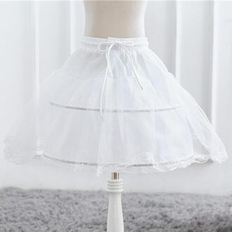 Wit Kinderen Petticoat Een Laag Rok Kids Lace Trim Bloem Meisje Onderrok Elastische Taille Trekkoord voor Een Maat Meisjes Dragen