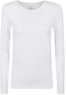 Wit Langemouw Crew Neck T-Shirt Majestic Filatures , White , Dames - L,M,S