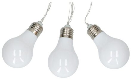 Wit LED lichtsnoer met peertjes op batterij 165 cm
