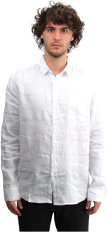Wit linnen overhemd met lange mouwen 40Weft , White , Heren - 2Xl,Xl,L,M,3Xl