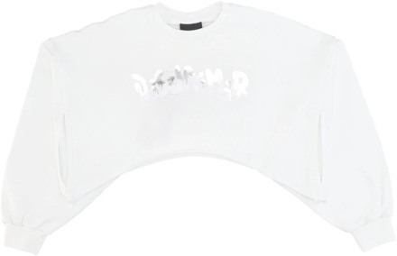 Wit Logo Crop Crewneck Sweatshirt Disclaimer , White , Dames - L,M,Xs