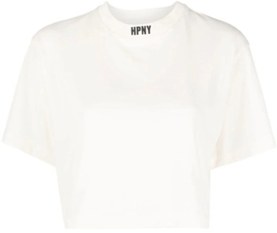 Wit Logo Cropped T-Shirt Heron Preston , White , Dames - L,S