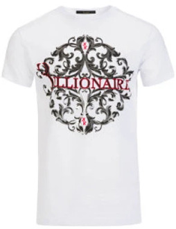 Wit Logo Print Katoenen T-Shirt Billionaire , White , Heren - XS