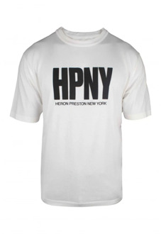 Wit Logo Print T-Shirt Heron Preston , White , Heren - S