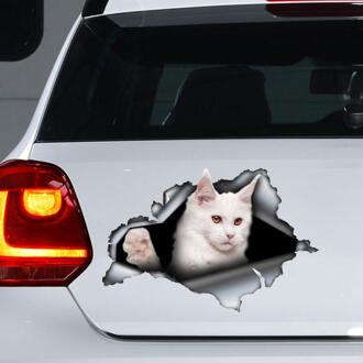 Wit Maine Coon Auto Decal, Witte Kat Decal, Wit Maine Coon Sticker
