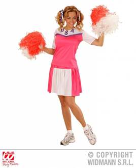 Wit met roze cheerleader kostuum voor vrouwen - Verkleedkleding - Maat M
