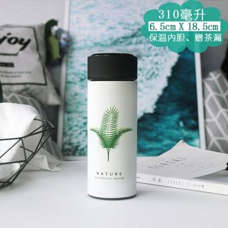 Wit Monstera Roestvrij Staal Thermische Fles Water voor Thee Koffie een Termos Tumbler Thermosflessen Bamboos (Trumpet)