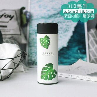 Wit Monstera Roestvrij Staal Thermische Fles Water voor Thee Koffie een Termos Tumbler Thermosflessen Leaf (Trumpet)