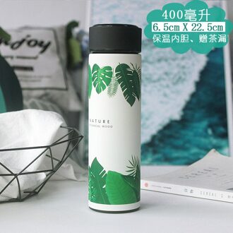 Wit Monstera Roestvrij Staal Thermische Fles Water voor Thee Koffie een Termos Tumbler Thermosflessen Low bladeren groot