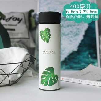 Wit Monstera Roestvrij Staal Thermische Fles Water voor Thee Koffie een Termos Tumbler Thermosflessen Turtle leaf (groot)