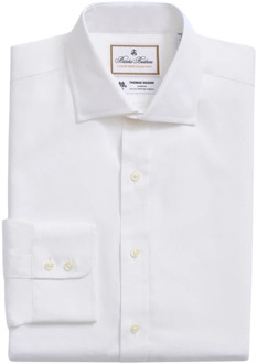 Wit Regular Fit Thomas Mason Katoenen Overhemd met Engelse Spreidkraag Brooks Brothers , White , Heren - Xl,M