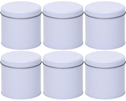 Wit rond opbergblik/bewaarblik - 6x - 10 cm - Witte koffiepads/koffiecups voorraadblikken