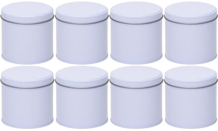Wit rond opbergblik/bewaarblik - 8x - 10 cm - Witte koffiepads/koffiecups voorraadblikken