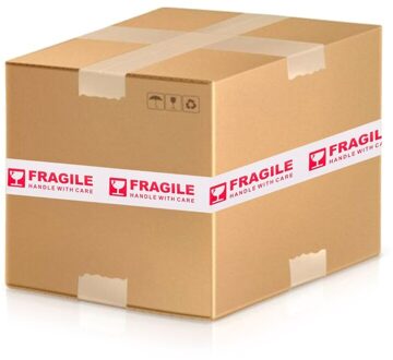 Wit Rood Breekbare Verpakking Tape Handvat Met Zorg Bopp Waarschuwing Sticker