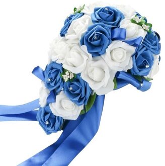 Wit Roze Rose Kunstmatige Foam Realistische Rozen Bruiloft Decoratie Bruidsboeket Anniversary Plakboek Craft Nep Bloem Diy blauw