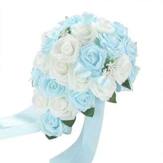 Wit Roze Rose Kunstmatige Foam Realistische Rozen Bruiloft Decoratie Bruidsboeket Anniversary Plakboek Craft Nep Bloem Diy lucht blauw