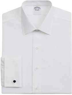 Wit Slim Fit Non-Iron Stretch Katoenen Overhemd met Ainsley Kraag Brooks Brothers , White , Heren - 2Xl,Xl,L,M,S,Xs,3Xl