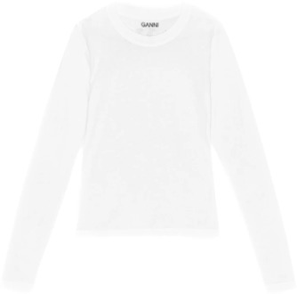 Wit Slim Fit T-shirt met Strass Ontwerp Ganni , White , Dames - XS