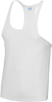 Wit sport/fitness shirt/tanktop voor heren - Sportkleding - Fitness shirt/hemd - Bodybuilder/gewichtheffers tanktops/haltertops - Sportshirts L