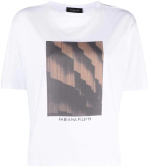 Wit T-Shirt Fabiana Filippi , White , Dames - Xl,Xs