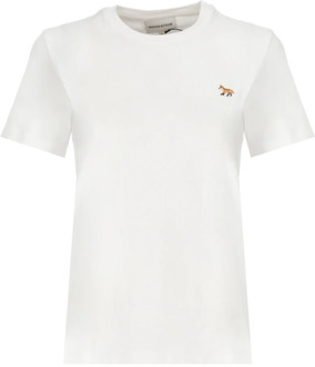 Wit T-shirt met Baby Fox-patch Maison Kitsuné , White , Dames - L,M
