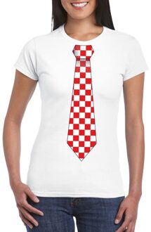 Wit t-shirt met geblokte Brabant stropdas voor dames XL