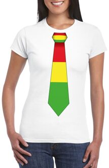 Wit t-shirt met Limburgse vlag stropdas voor dames S