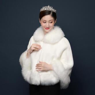 Wit Vrouwen Bolero Wedding Bridal Wraps Sjaals Warm Winter Bolero Femme Manche Longue