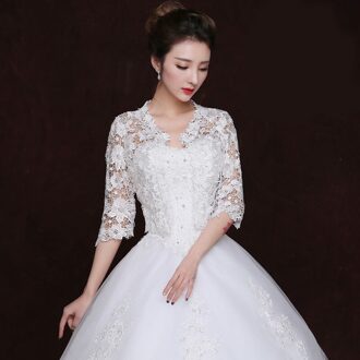 Wit Zwart Midden Mouwen Bolero Bolero Voor Vrouwen Lace Bridal Cape Wedding Jacket Cape Jurk Wraps Shawl Bridal Jacket wit / M
