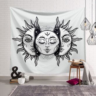 Wit Zwart Sun Moon Mandala Tapijt Muur Opknoping Celestial Wandtapijten Hippie Muur Tapijten Kamer Decor Psychedelische Tapestry 4